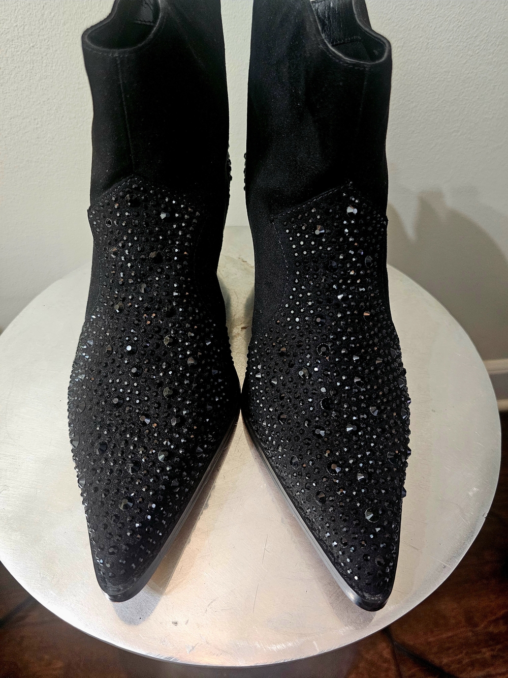 Jessica Simpson Black Rhinestone Pointed Toe Booties Size 10 NWOT